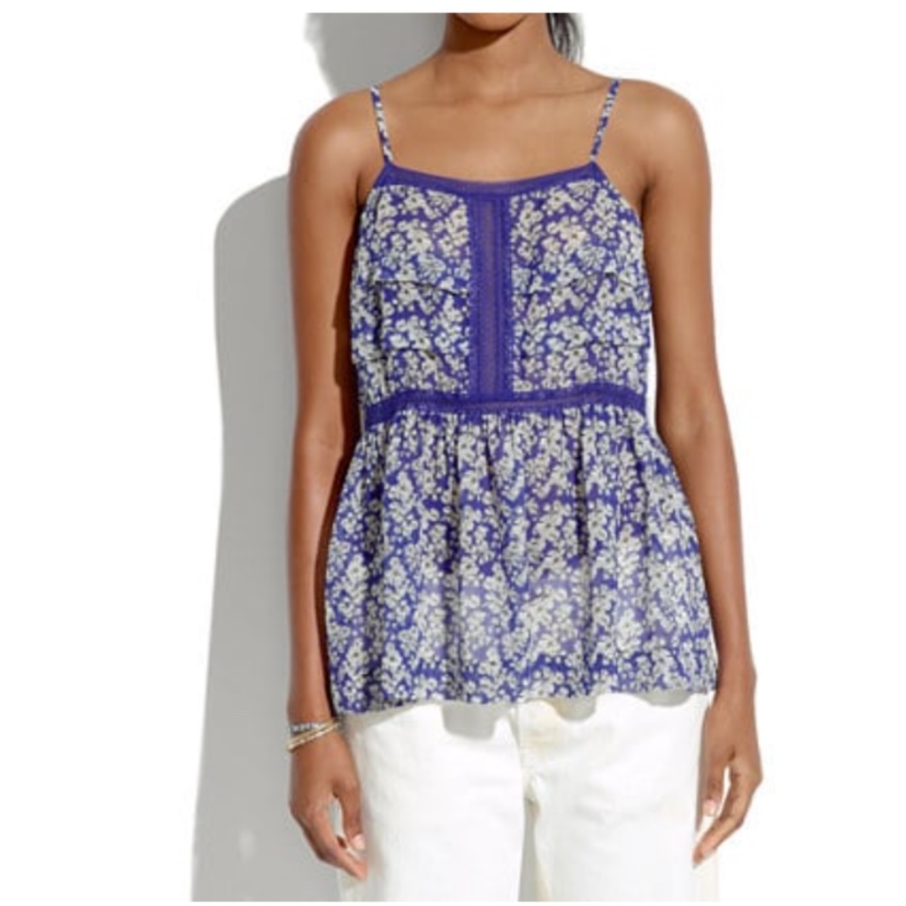 Madewell Silk Peplum Cami in Daisy Tumble - XS